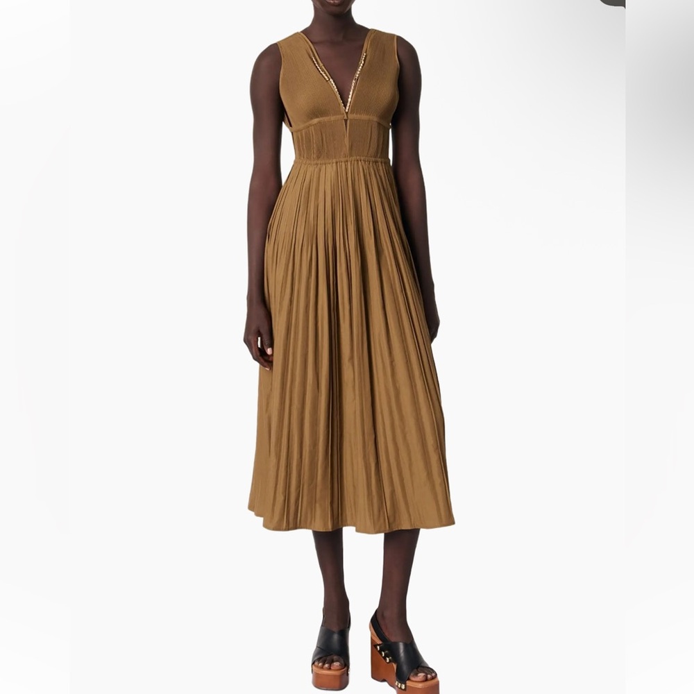 Maje NWT Jewellery Neckline Pleated Dress 38